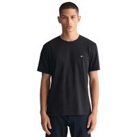 GANT Mens T-shirt - REGULAR SHIELD, round neck, short sleeve, cotton, embroidery Black M (Medium)