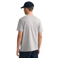 GANT Mens T-shirt - REGULAR SHIELD, round neck, short sleeve, cotton, embroidery Grey M (Medium)