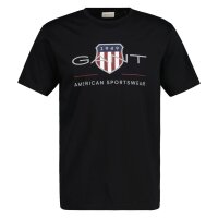 GANT Herren T-Shirt - REGULAR ARCHIVE SHIELD, Rundhals, kurzarm, Baumwolle, Print Schwarz M