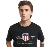 GANT Mens T-Shirt - REGULAR ARCHIVE SHIELD, round neck, short sleeve, cotton, print Black M (Medium)