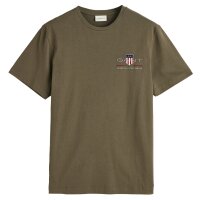 GANT Herren T-Shirt - REG ARCHIVE SHIELD EMB, Rundhals, kurzarm, Stickerei