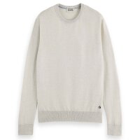 SCOTCH&SODA Herren Strickpullover - Essentials Crewneck, Merinowolle, Rundhals, einfarbig Creme S