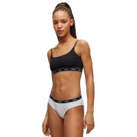 HUGO Ladies Briefs, 3 Pack - Brief Stripe, Underwear, Cotton, Logo, Solid Color Black/White L (Large)