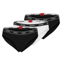 HUGO Ladies Briefs, 3 Pack - Brief Stripe, Underwear, Cotton, Logo, Solid Color Black/White XL (X-Large)
