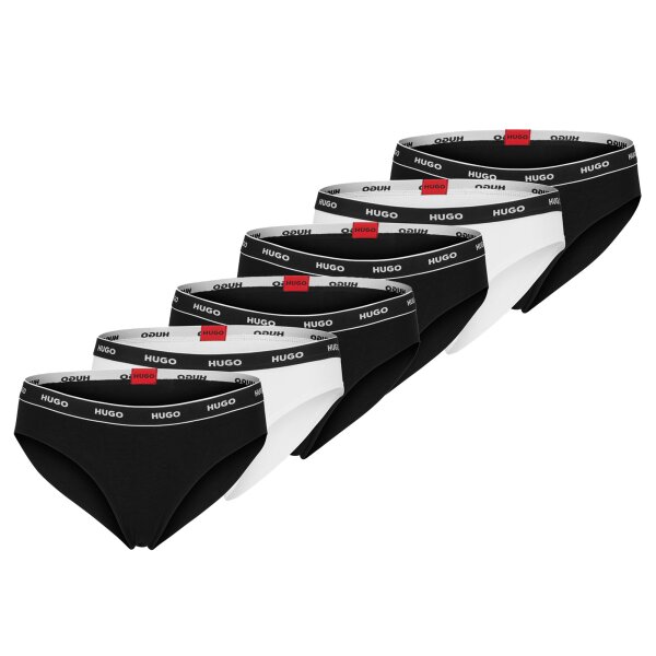 HUGO Ladies Briefs, 3 Pack - Brief Stripe, Underwear, Cotton, Logo, Solid Color Black/White XS (X-Small)