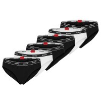 HUGO Damen Slips, 6er Pack - Brief Stripe, Unterwäsche, Baumwolle, Logo, einfarbig Schwarz/Weiß XS