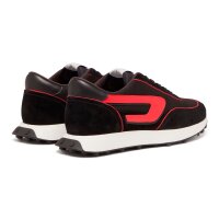 DIESEL Mens Sneaker - S-RACER LC, Lace-up Shoes, Leather Black/Red EUR 45 (UK 11)
