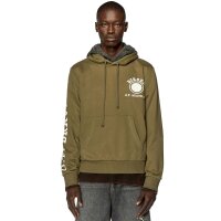DIESEL Mens Hoodie - S-GINN-HOOD-K21, Hoodie, Print Green M (Medium)
