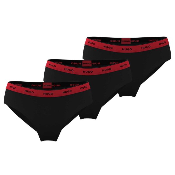 HUGO ladies briefs, 3-pack - TRIPLET BRIEF STRIPE, Cotton Stretch, Logo, uni Black/Red S (Small)