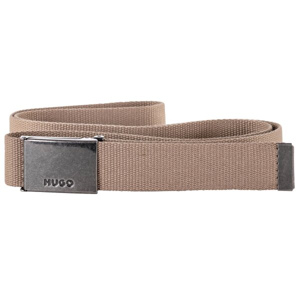 HUGO Mens Belt - Garrat-Tp_Os35, Textile Belt, Metal Buckle, One Size