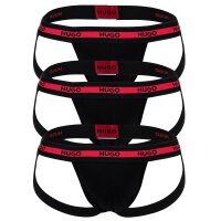 HUGO Mens Jockstrap, 3-pack - TRIPLET PLANET, Cotton Stretch, Logo Black L (Large)