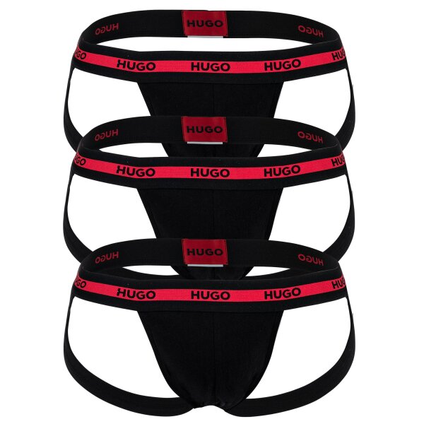 HUGO Mens Jockstrap, 3-pack - TRIPLET PLANET, Cotton Stretch, Logo Black 2XL (XX-Large)