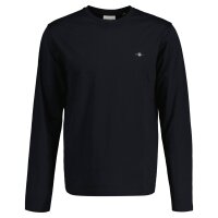 GANT Mens Longsleeve - REGULAR SHIELD LS, Shirt, Round neck, Long sleeve, Cotton Black M (Medium)