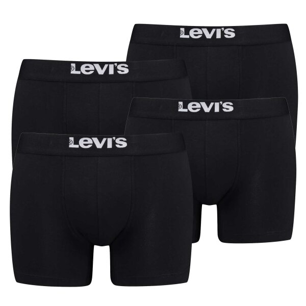 Levis Mens Solid Basic Boxer Brief Organic, Pack of 2, Boxer Shorts, Logo Waistband Black S (Small)