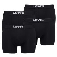 Levis Herren Boxershorts, 4er Pack - Solid Basic Boxer Brief Organic, Logobund Schwarz S