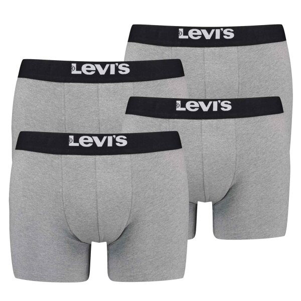 Levis Mens Solid Basic Boxer Brief Organic, Pack of 2, Boxer Shorts, Logo Waistband Grey Melange 2XL