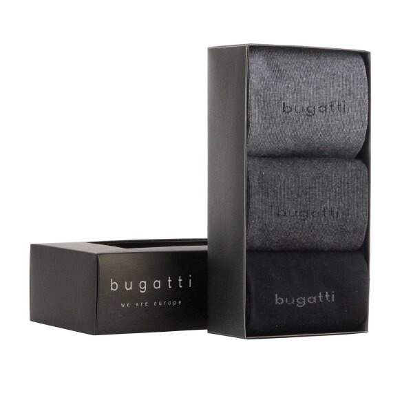 bugatti mens socks, 3-pack - basic gift box Black/Grey 39-42