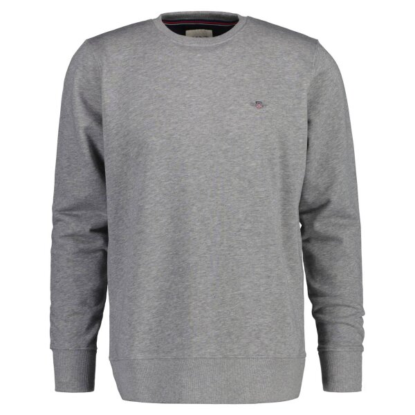 GANT Herren Sweatshirt - REGULAR SHIELD C-NECK SWEAT, Rundhals, Baumwoll-Mix Grau 3XL