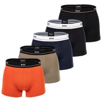 BOSS Mens Trunks, 5-Pack - Essential, Underwear, Underpants, Cotton Blend, Logo, solid color