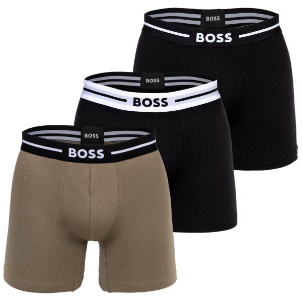 BOSS Mens Boxer Shorts, 3-Pack - Bold, Underwear, Underpants, Cotton Blend, Logo, solid color