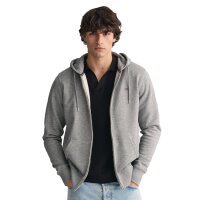 GANT Herren Sweatjacke - REGULAR SHIELD FULL ZIP HOODIE, Kapuze, Baumwoll-Mix Grau 2XL