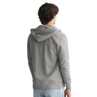 GANT Herren Sweatjacke - REGULAR SHIELD FULL ZIP HOODIE, Kapuze, Baumwoll-Mix Grau 2XL