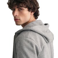 GANT Mens Sweat Jacket - REGULAR SHIELD FULL ZIP HOODIE, hood, cotton mix Grey 2XL (XX-Large)