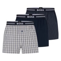 BOSS Herren Web-Boxershorts, 3er Pack - Unterwäsche, Unterhosen, Baumwolle, Knopf, Logo, gemustert