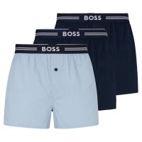 BOSS Herren Web-Boxershorts, 3er Pack - Unterwäsche, Unterhosen, Baumwolle, Knopf, Logo, gemustert