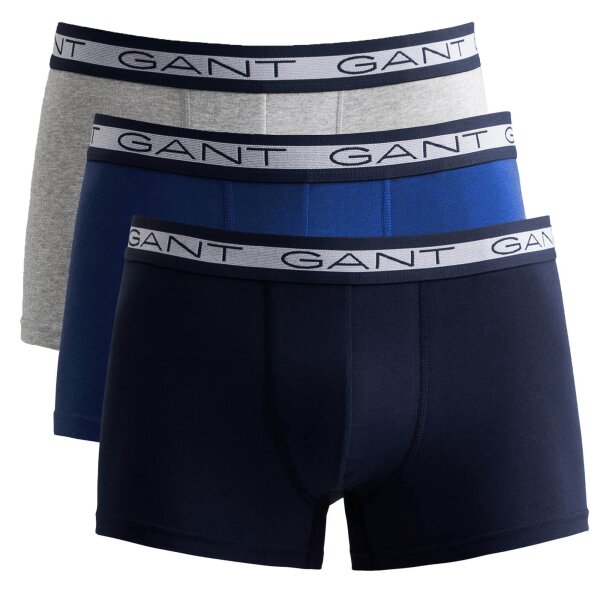 GANT Herren Boxer Shorts, 3er Pack - BASIC TRUNKS 3-PACK, Cotton Stretch, uni Grau S