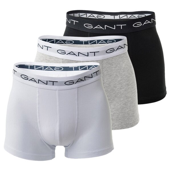 GANT Herren Boxershorts, 3er Pack - Trunks, Cotton Stretch, Logo, einfarbig Grau 2XL