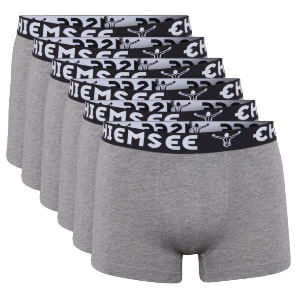 CHIEMSEE Herren Boxershorts, 6er Pack - Shorts, Logobund, einfarbig Grau S