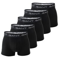 GANT Herren Boxershorts, 5er Pack - Basic Trunks, Cotton Stretch, Logo, uni Schwarz S