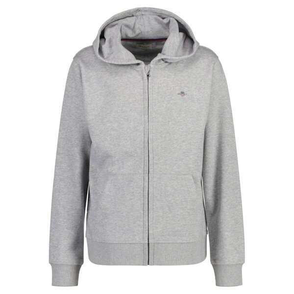 GANT Kinder Sweatjacke - SHIELD FULL ZIP HOODIE, Kapuze, Reißverschluss, Baumwolle Grau 122/128