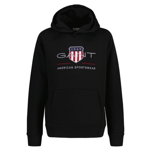 GANT Kinder Sweatshirt - ARCHIVE SHIELD HOODIE, Kapuzen-Pullover, Logo, uni Schwarz 146/152