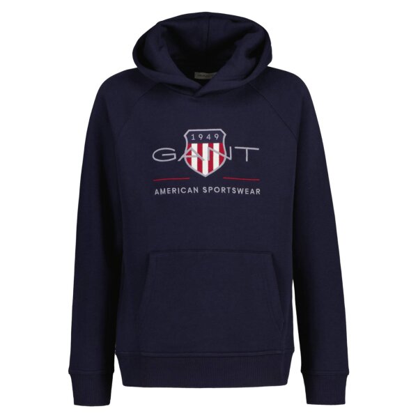GANT Kinder Sweatshirt - ARCHIVE SHIELD HOODIE, Kapuzen-Pullover, Logo, uni Blau 134/140