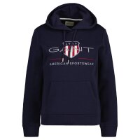 GANT Ladies Sweatshirt - REGULAR ARCHIVE SHIELD HOODIE, hooded sweatshirt, logo Blue XS (X-Small)