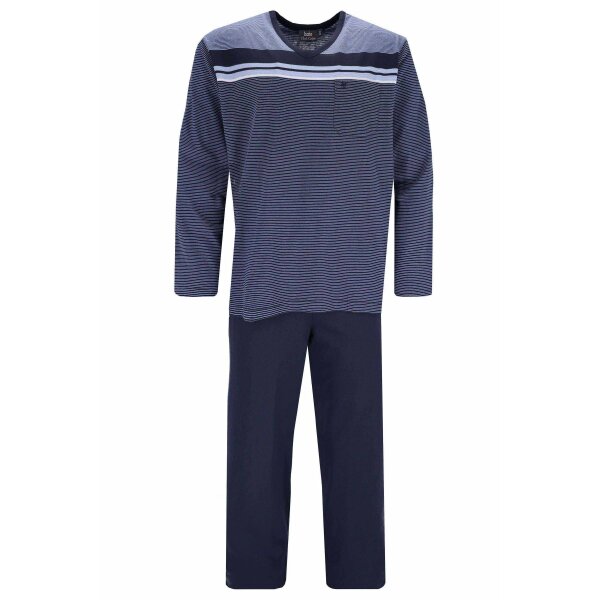 hajo mens pyjamas, 2-piece set - long, V-neck, climate comfort, striped