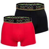 HOM Herren Boxershorts 2er Pack - Boxer Briefs Ivano #2, Baumwolle Schwarz/Rot M