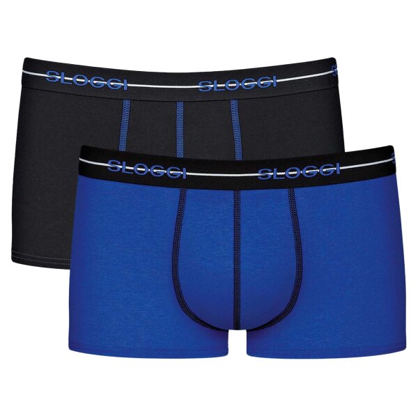 Sloggi Herren Hipster 2er Pack - Start Hipster C2P box, Boxershort, Baumwolle Schwarz/Blau L