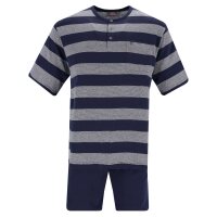 hajo Herren Schlafanzug Set - Shorty, kurz, Henley-Kragen, Klima-Light, Cotton-Mix Blau S