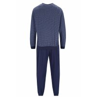 hajo mens pyjamas 2-piece set - long, cuffs, round neck, Premium Cotton Blue S (Small)
