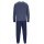 hajo mens pyjamas 2-piece set - long, cuffs, round neck, Premium Cotton Blue S (Small)