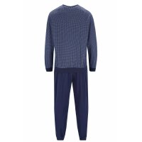 hajo mens pyjamas 2-piece set - long, cuffs, round neck, Premium Cotton Blue L (Large)