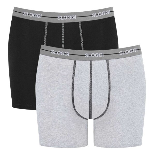 Sloggi Herren Boxershorts 2er Pack - Start Short C2P box  Baumwolle Schwarz/Grau 2XL