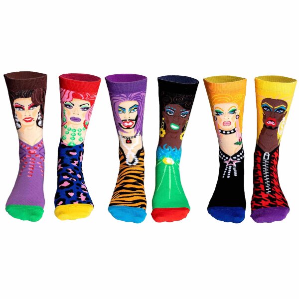 United Oddsocks Unisex Socken, 6 Socken Pack - Strumpf, Mottomotive