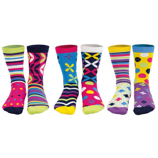 United Oddsocks Damen Socken, 6 Socken Pack - Strumpf, Mottomotive