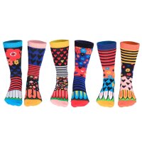 United Oddsocks Damen Socken, 6 Socken Pack - Strumpf, Mottomotive