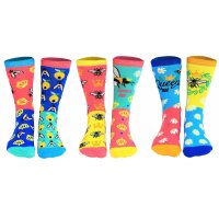 United Oddsocks Damen Socken, 6 Socken Pack - Strumpf, Mottomotive