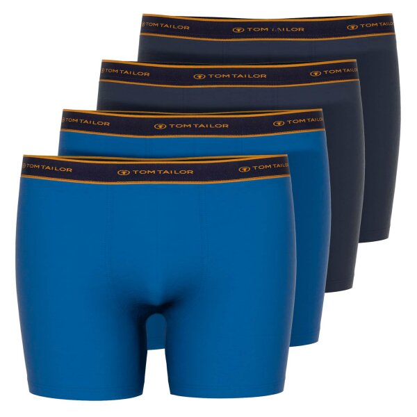 TOM TAILOR mens boxer shorts, 4-pack - Long Pants, cotton,logo,solid colour Blue M (Medium)
